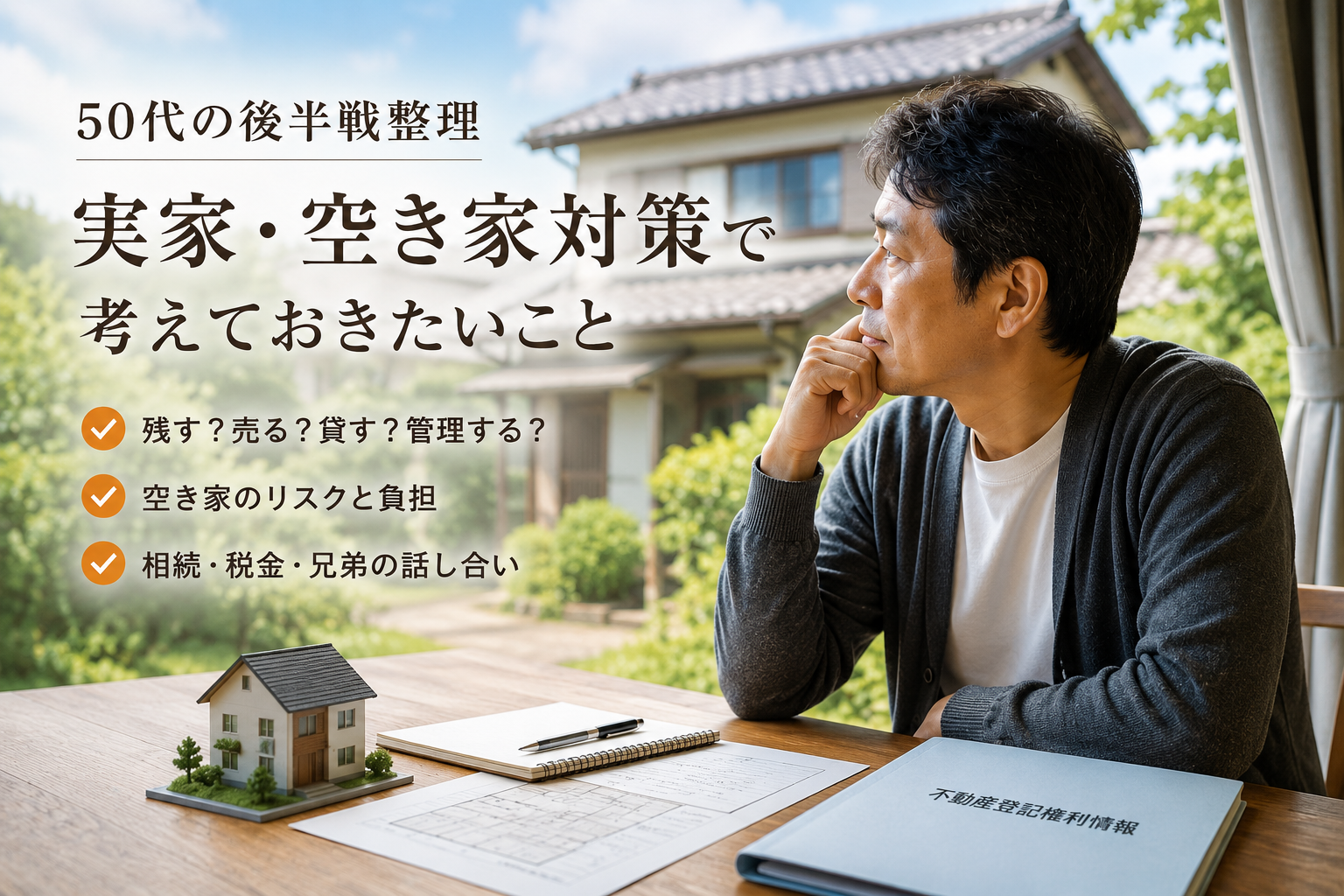 実家・空き家対策として、売却や管理、相続について考える50代会社員